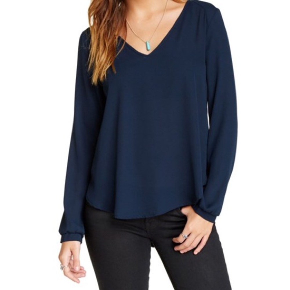 Nordstrom Lush Sheer V Neck Long Sleeve